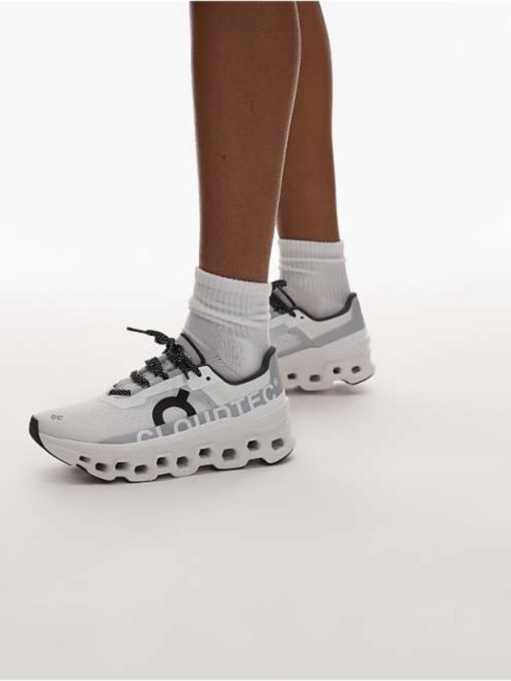 On Running All White / Gray Women's Cloudtec Cloudmonster Running Shoe